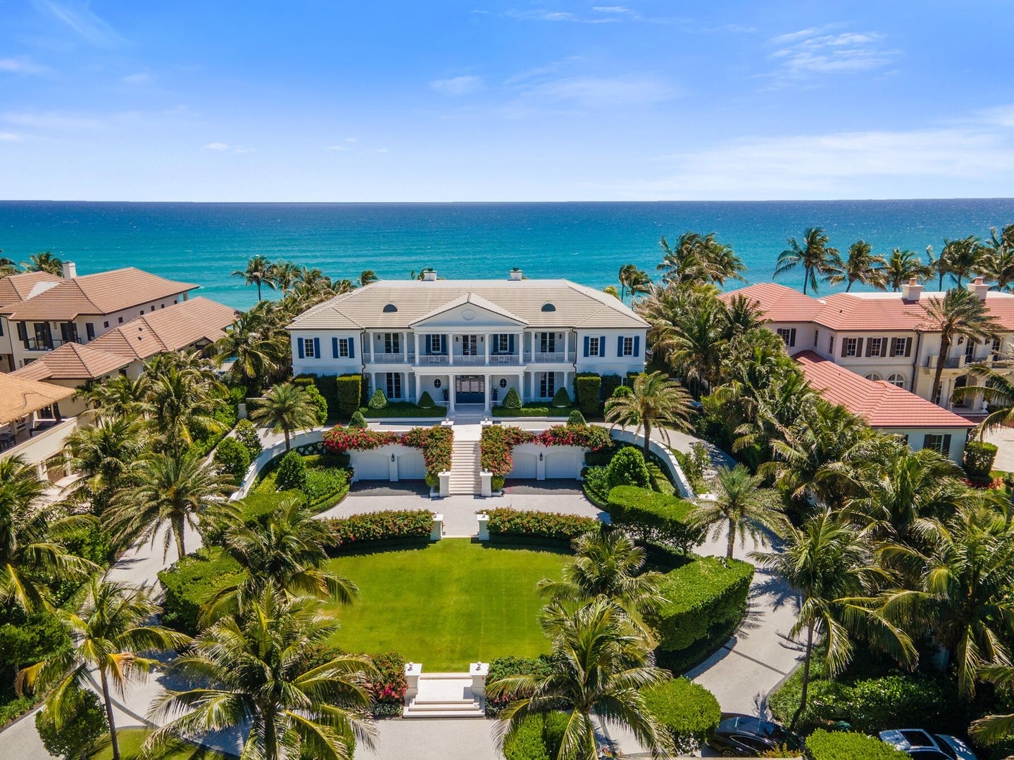 Front elevation of the ocean-to-lake estate